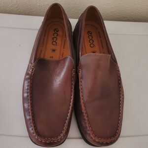ECCO Men's Size EU 46 US 12-12.5 Brown Leather Slip-On Loafers Casual Driving